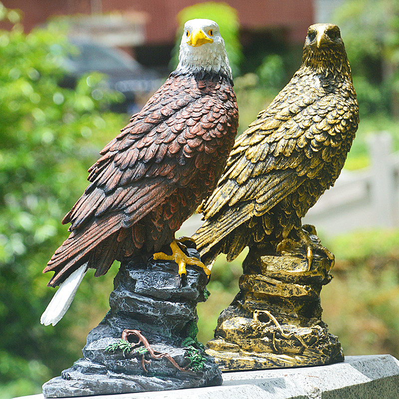 Picture of Cross-border Supply Simulation Eagle Ornaments Imitation Copper Eagle Decorations Animal Model Household Resin Craft Gifts