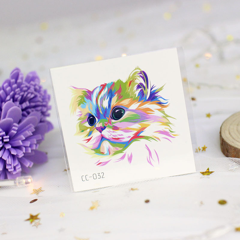 Picture of Cat and Dog Tattoo Stickers Waterproof Girls/Kidsren Cute Little Stickers Cartoon Animal Pet Tattoo Stickers