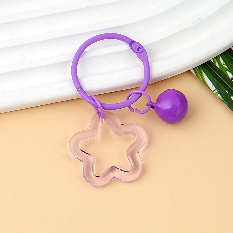 Picture of Korean Style Hyun-a Small Fresh Color Small Flower Bell Keychain Tanabata Gift Key Ring Bag Women's Hanging Accessories
