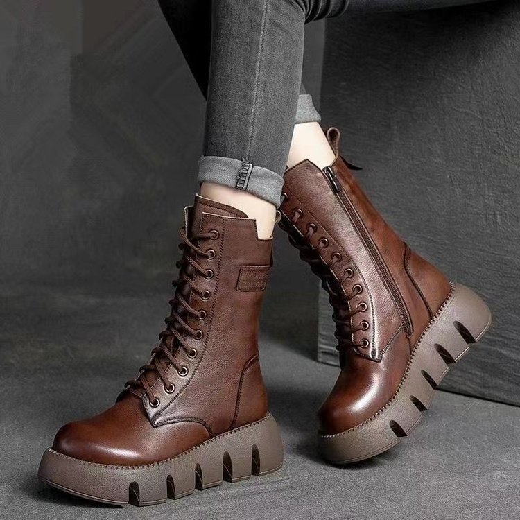 Foreign trade cross-border 2023 Martin boots fleece-lined thick cotton mid-calf boots thick bottom snow boots women's single boots