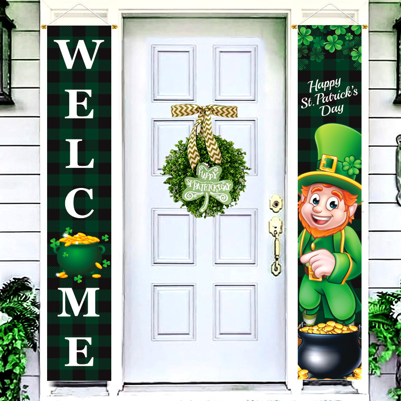Cross-border New St. Patrick's Day Clipper Holiday Decorative Porch Curtain Flag Irish Clover Door Clipper