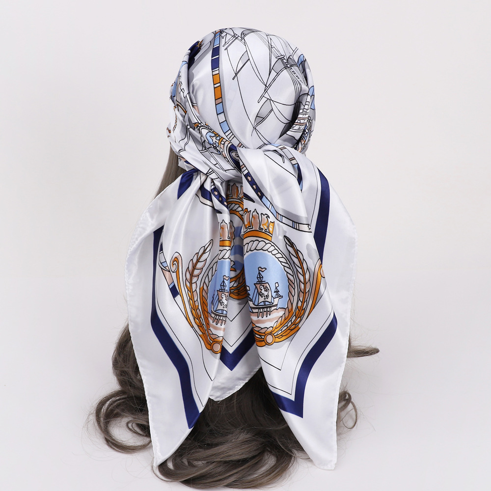 Picture of Simulated Silk Scarf Women's Headscarf 90*90cm Square Scarf Pattern Scarf Shawl European and American Cross-Border Scarf Wholesale