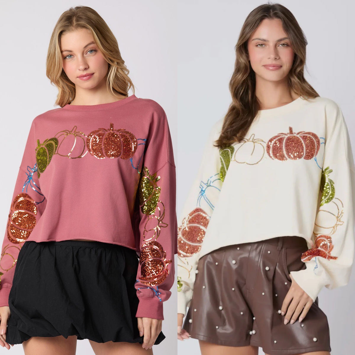 Autumn and Winter New Cross-border European and American Amazon Women's Halloween Pumpkin Sequin Top Long-sleeved Pullover Women's Sweater