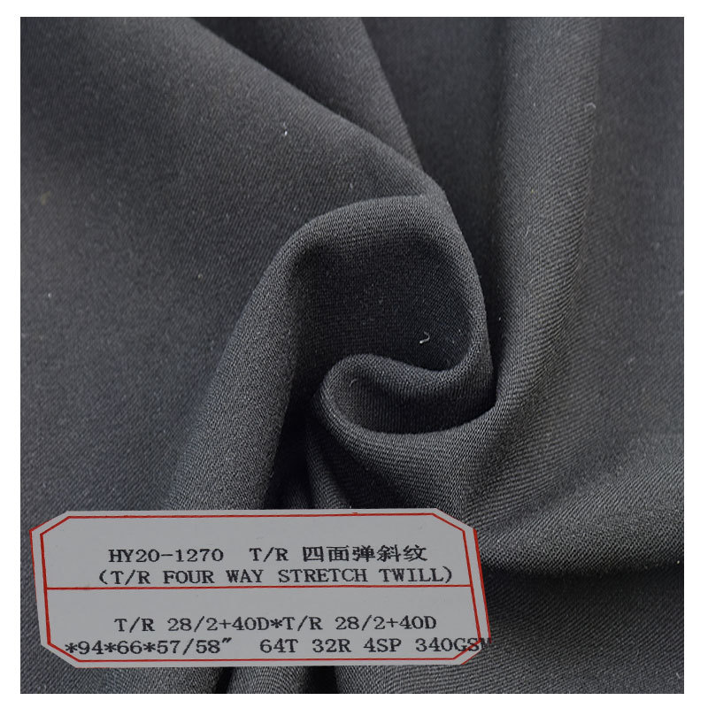 Factory wholesale woven polyester rayon four-sided elastic twill polyester viscose four-sided elastic suit casual cloth