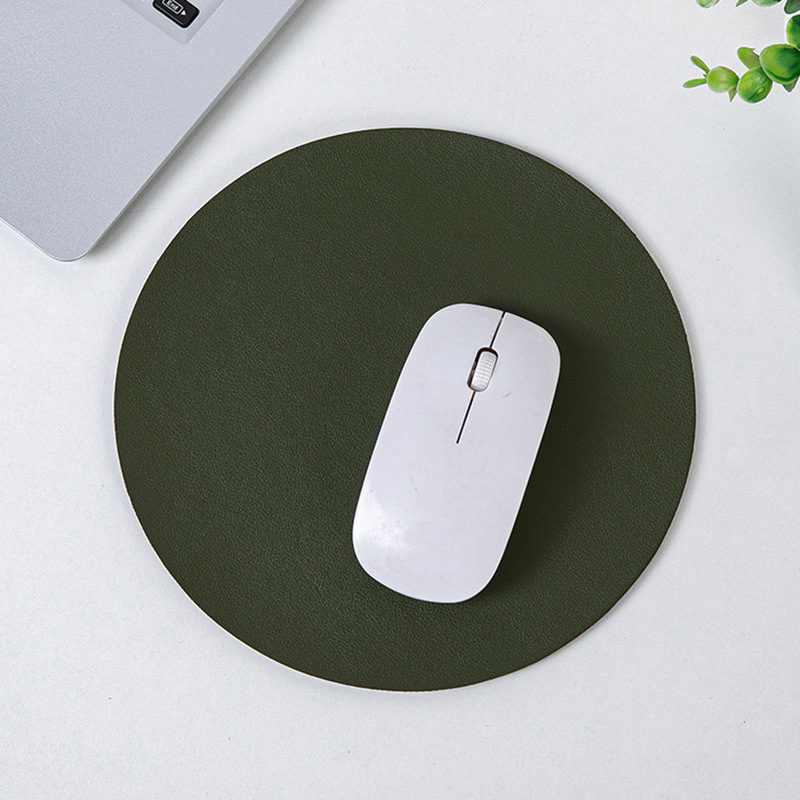 Picture of Small Fresh Round Leather Mouse Pad small size Solid Color Portable Simple Leather Office Desk Mat Computer Mouse Mat