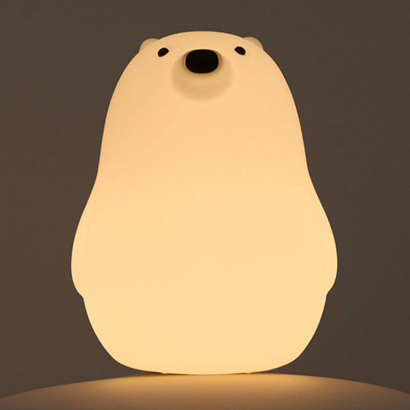 Picture of New Factory Product Little White Bear Lamp Soft Silicone Cute Atmosphere Lamp Charging Warm Light Sleeping Night Light with Night Timer
