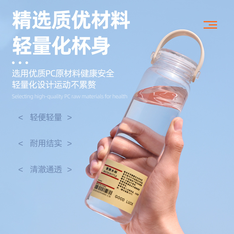 Picture of Transparent plastic cup for men and women students simple water cup text portable cup sports large capacity water cup wholesale