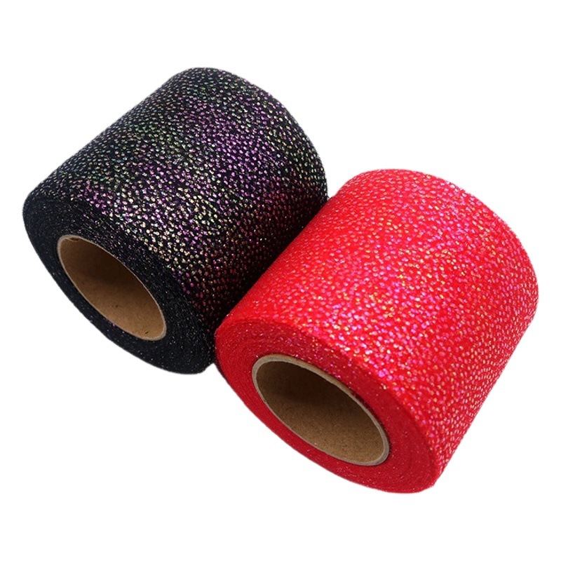 Cross-border Hot Selling DIY Korean Style Magic Color Hot Stamping Dot Mesh Roll Rainbow Dot Mesh Bow Accessories Ribbon