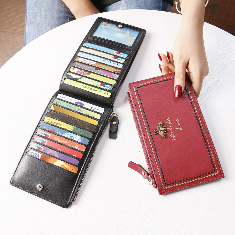 Cute Bee Long Wallet Leather Fashionable Large Capacity Storage Integrated Multi-Card Holder Ultra-thin Card Holder