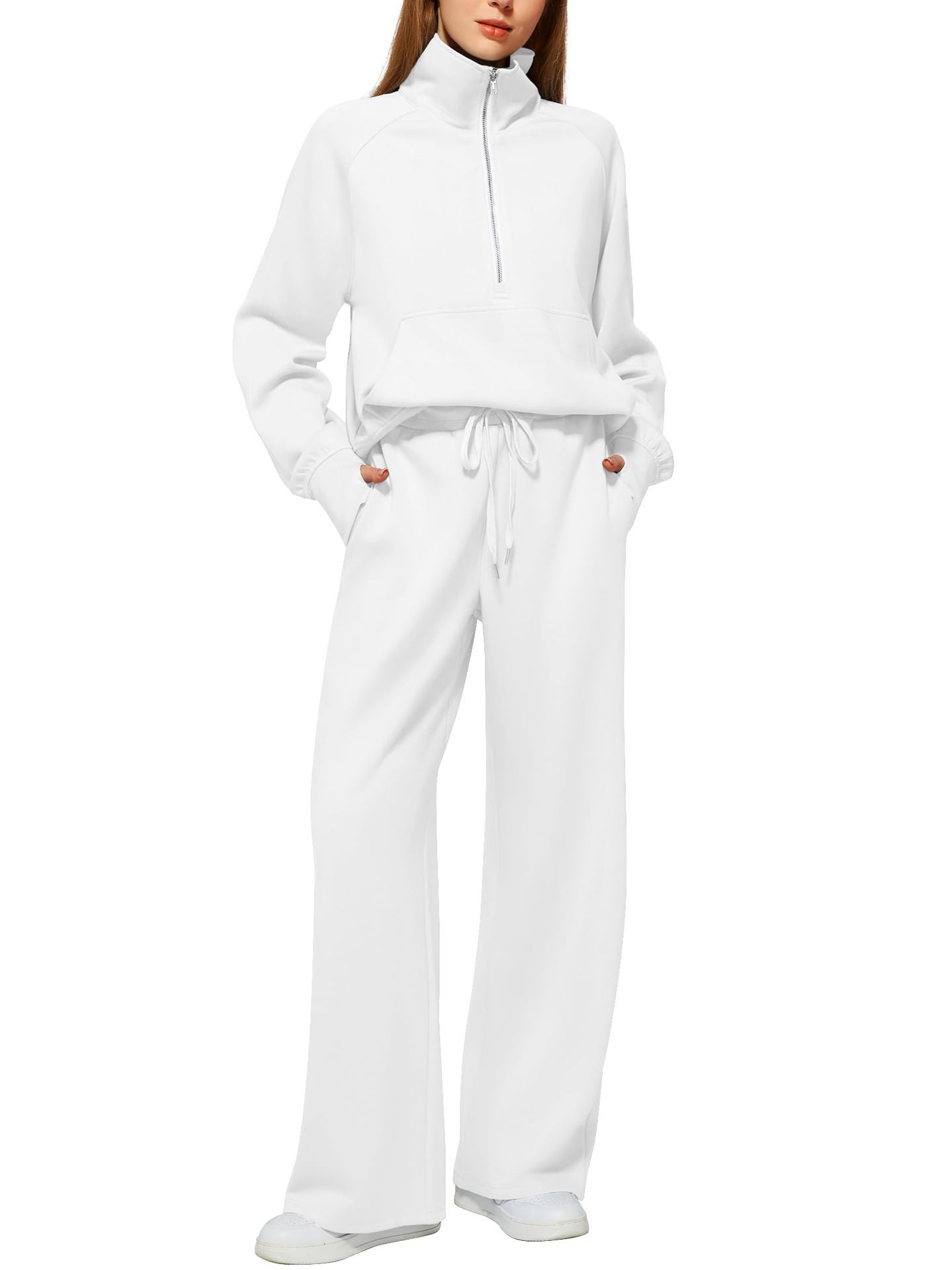 Picture of 2025 European and American Amazon European and American Style Two-Piece Oversized Half-Zip Sweatshirt Wide-Leg Sweatpants Casual Set