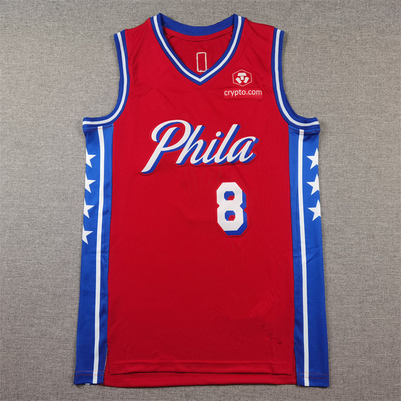 in stock cross-border embroidery leisure sports training basketball suit vest 76ers 8#GEORGE red jersey George
