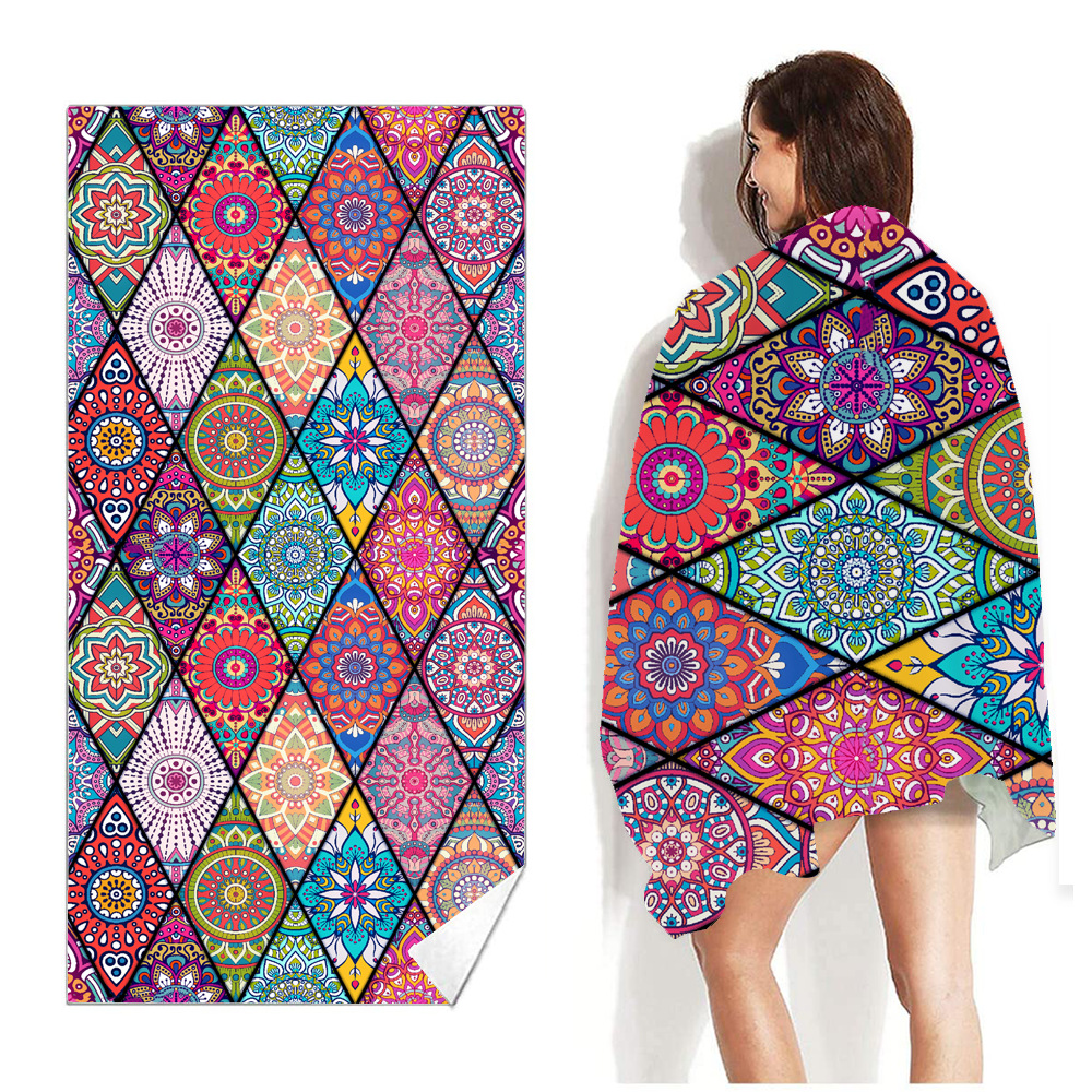 Picture of New Cross-Border Amazon European and American Double-Sided Velvet Quick-Drying Bath Towel Customizable Printed Towel Beach Swimming Beach Towel