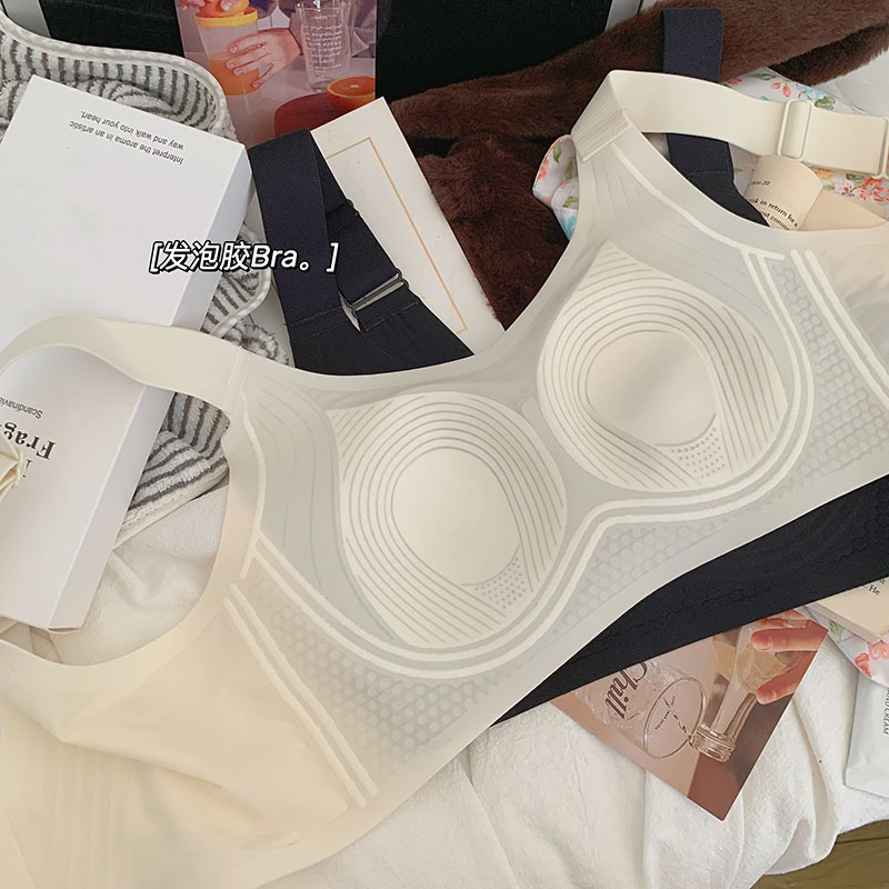 Thin rabbit ear cup soft support jelly Styrofoam wireless underwear women's lifting seamless plus size bra bra