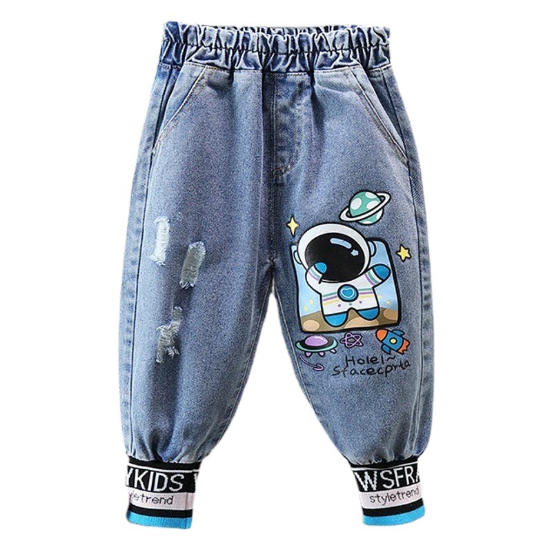 Boys' Pants Soft Jeans Spring and Autumn 2025 New Style for Young Children Autumn Long Pants Stylish Trendy