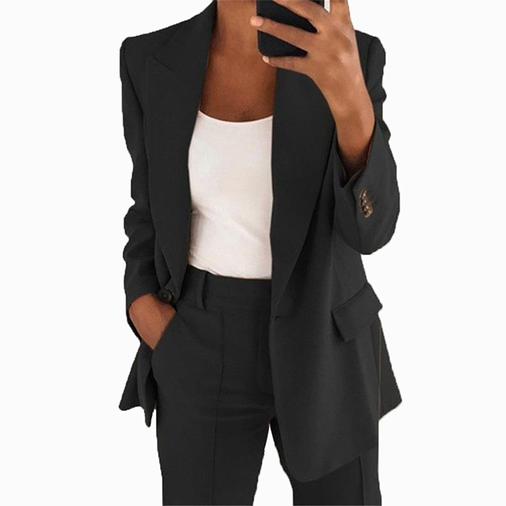 New Cross-border European and American Fashion Lapel High-end Sense Slim-fit Elegant Suit Jacket Pants suit Women