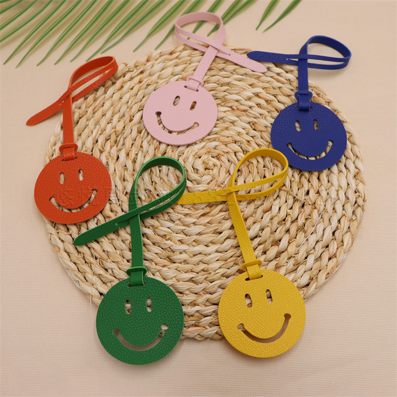 in stock Leather Fashion Leather Smile Shape Handbag Pendant Ornaments Women's Handbag Bag Smiley Face Pendant