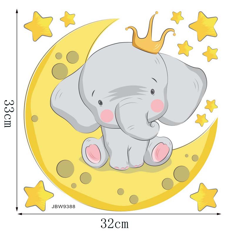 Picture of Amazon cartoon wallpaper elephant star stickers ins creative bedroom decoration wall stickers PVC background wall stickers