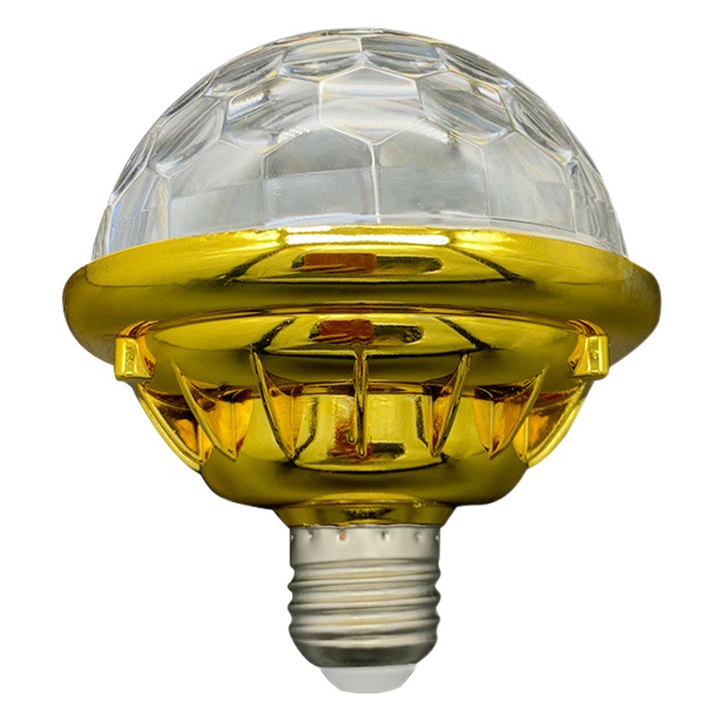 KTV bar decoration electroplated gold magic ball LED stage light bulb household mini acrylic colorful rotating bulb lamp