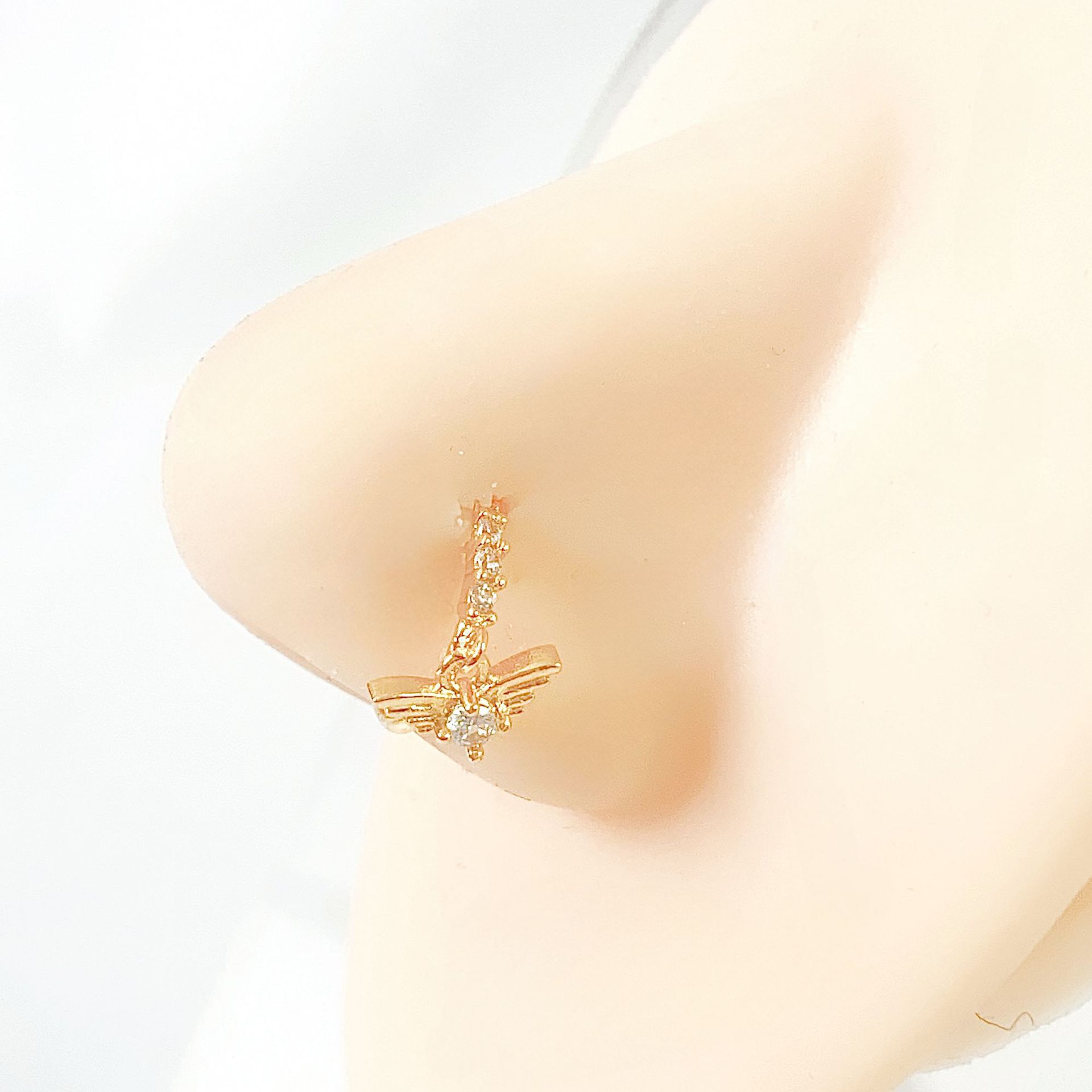 Picture of Cross-border Accessories Water Drop Butterfly Pendant Copper Nose Ring Nose Nail Women's Fresh and Sweet Ins Style High-grade Jewelry