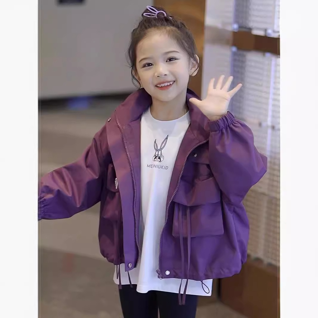 Girls' Coat Autumn 2024 New Stylish Children's Charge Clothes Girls' Sports Hooded Top Fashionable Outer