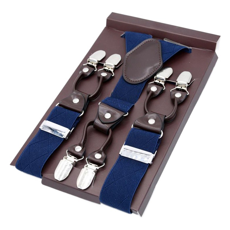 Men's Suspenders Groomsmen Boxed Six-Clip Men's Fat People's Trousers Suspenders Elastic Suspenders Suspenders