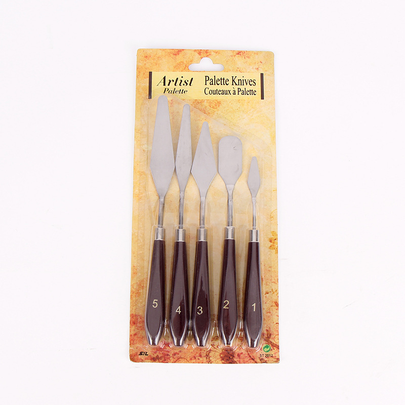 Art tool scraper five pieces of suit stainless steel painting knife oil paint palette knife acrylic gouache painting scraper