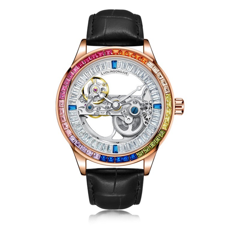 Single bridge hollow automatic mechanical watch factory wholesale CCTV exhibition men's fashion business men's watch one-piece delivery