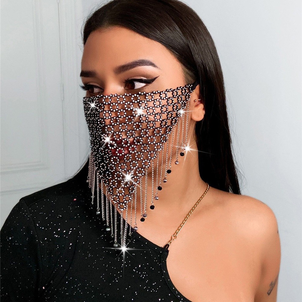 Picture of Rhinestone mask Europe and the United States cross-border Amazon AliExpress splicing with diamond jewelry flash diamond tassel mask LBZ1254