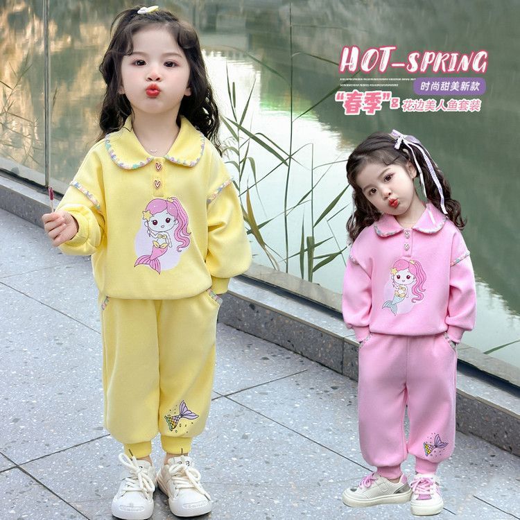 2025 Spring and Autumn New Girls' suit Baby Fashionable Casual Sweatshirt Spring Western Style Children's Two-piece Set