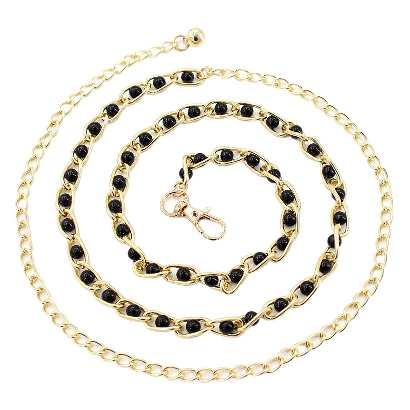 Women's spring and summer dress decorative pearl belt Joker metal hook thin waist chain multi-color optional hair generation