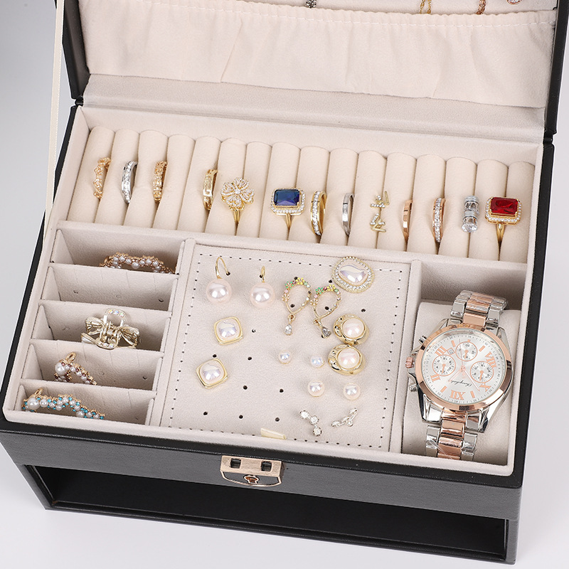 Picture of Jewelry Storage Box Large Capacity Multi-Layer Jewelry Hair Accessories Ring Earrings Necklace Earrings Bracelet Storage Box