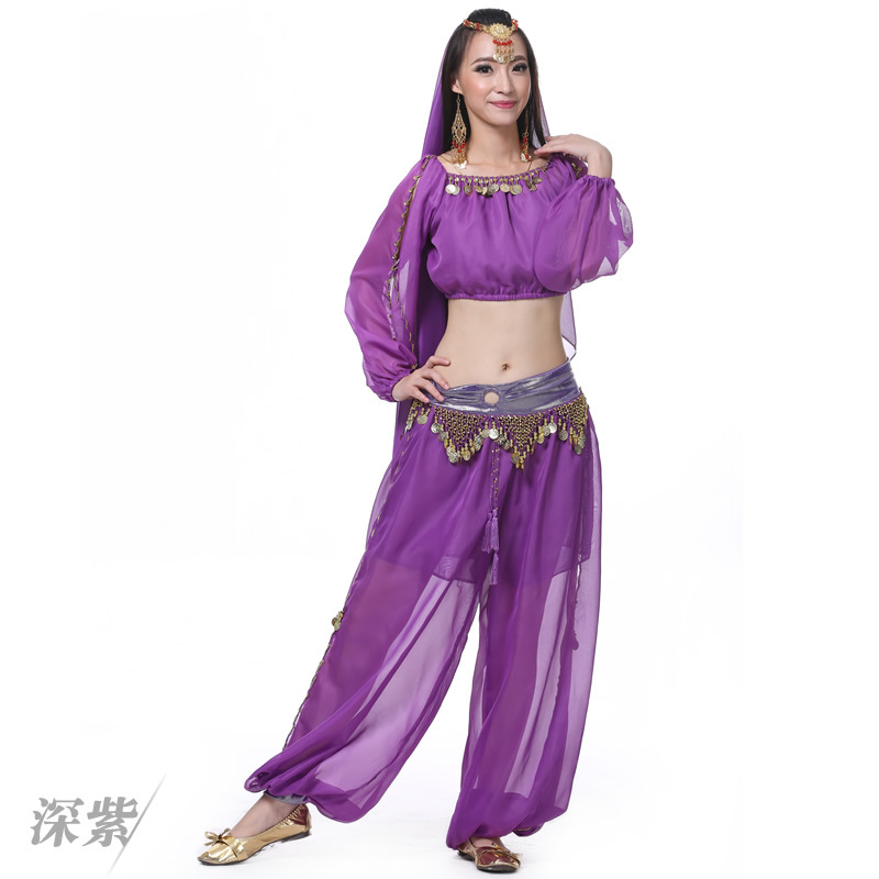 Picture of 4 Piece Set Lantern Long Sleeve Ring Lantern Pants Veil Belly Dance suit Belly Dance India Performance suit