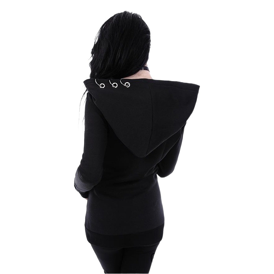 European and American Black Kepeng Long Sleeve Loose Hooded Iron Ring Sweat