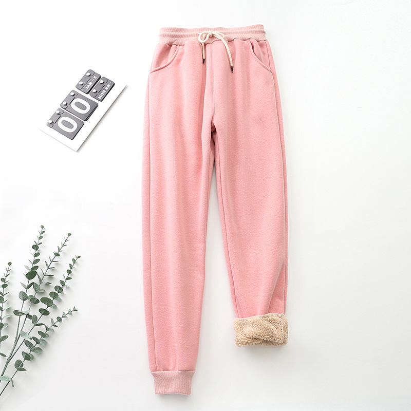 Picture of Harbin Cotton Trousers Fleece-Lined Women's Lamb Fleece Thickened Sweatpants Autumn and Winter Outer Wear Loose Leg Small Casual Cotton Pants