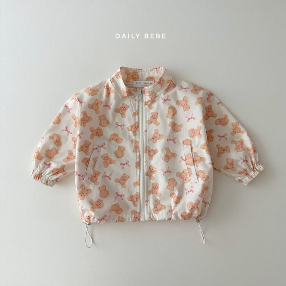 Korean Style Children's Fashion Cartoon Printed Casual Windproof Jacket with Standing Collar Drawstring Jacket