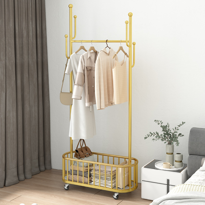 Hanger floor hanging hanger coat rack bedroom clothes storage rack Internet celebrity home living room wheeled mobile drying rack