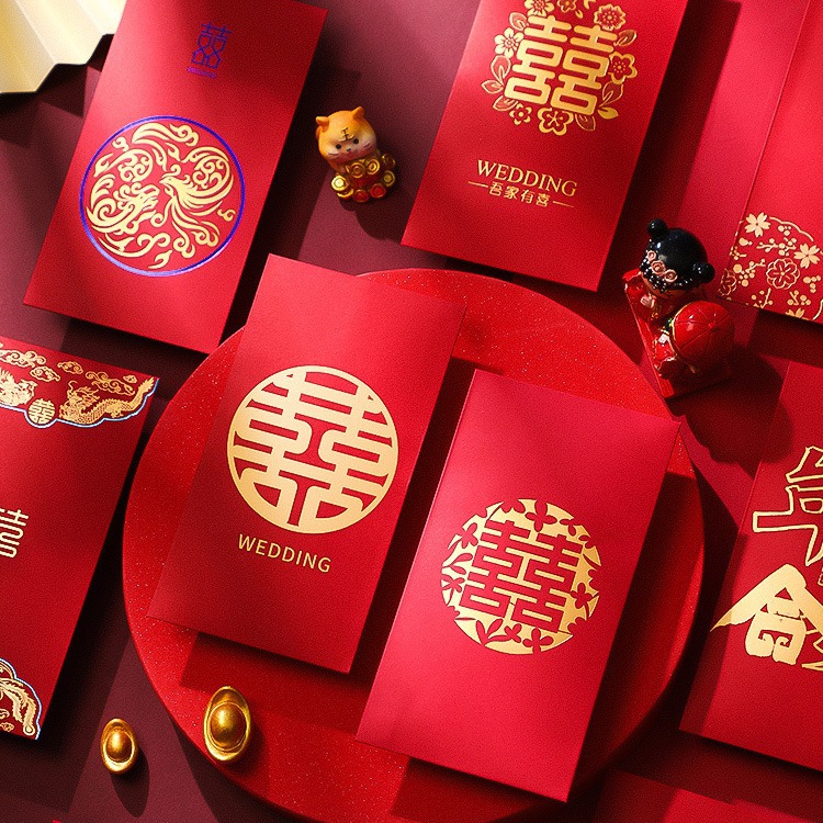 Wedding Red Envelope 2025 New Happy Word Red Packet Wedding Door Blocking Supplies Collection Special Small Red Envelope Bag Creative