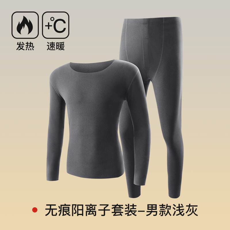 Picture of 7A antibacterial cationic ladies thermal underwear suit seamless round neck warm clothes tight autumn clothes autumn pants women wholesale