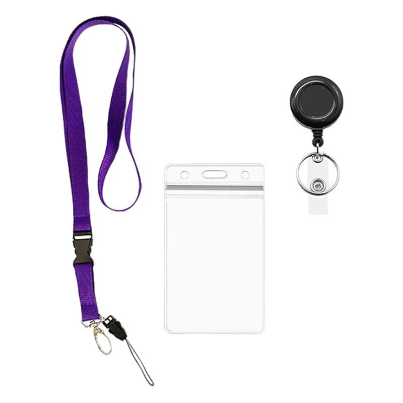 Cross-border hot spot color lanyard exhibition ribbon buckle retractable easy pull pvc certificate card set