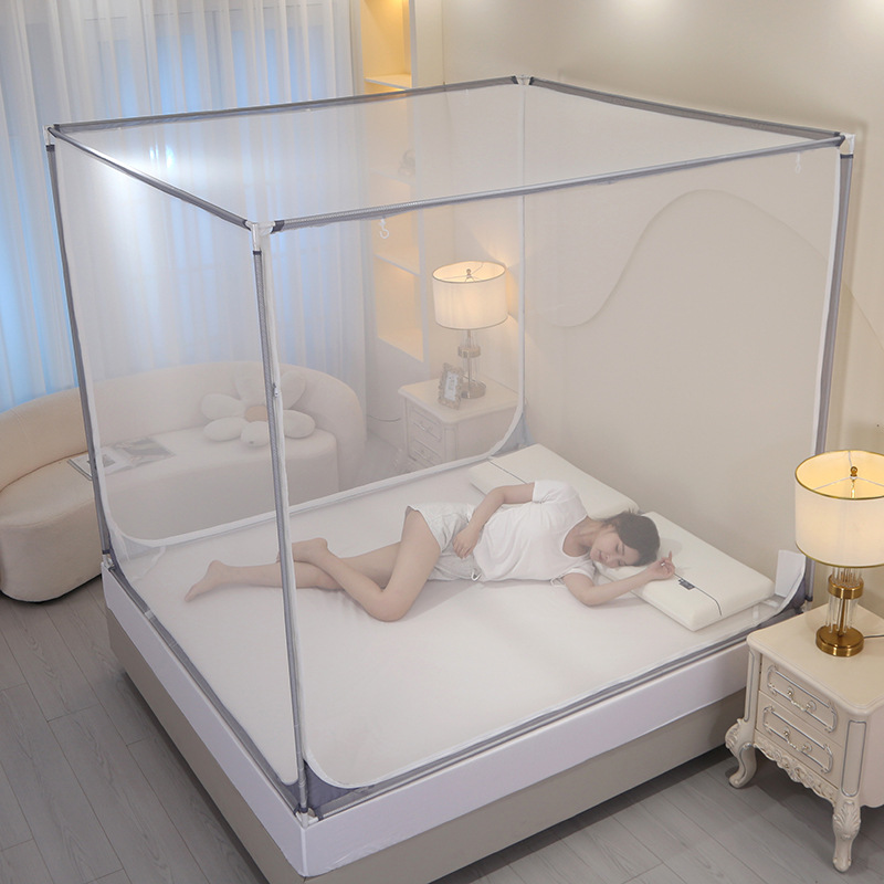New Folding Household Mosquito Net 1 m 8 Bed Encryption Class A Bed Hat Bedroom Anti-fall Mosquito Net 1 m 5 Bed Simple Bracket