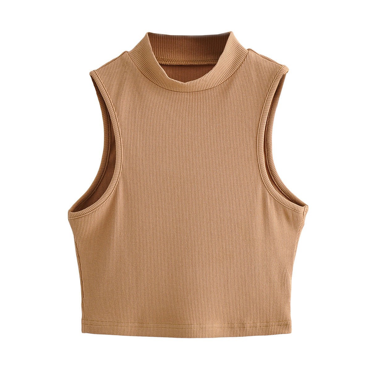 Picture of European and American style hot girl half turtleneck vest women's summer outer wear ins sleeveless short navel inner top bottoming shirt