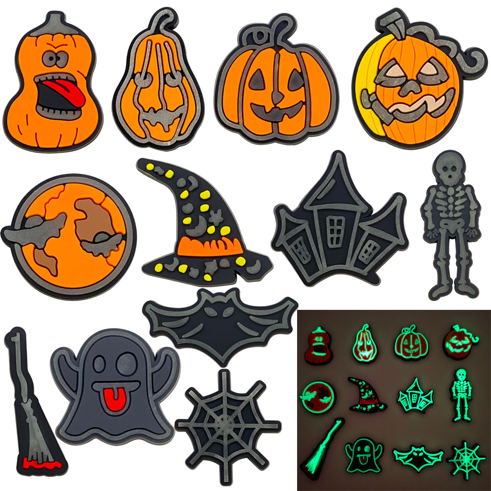12 suit Cartoon Luminous Halloween Cave Shoes Shoes Flower Shoe Buckle DIY Halloween Gift Sandals Accessories