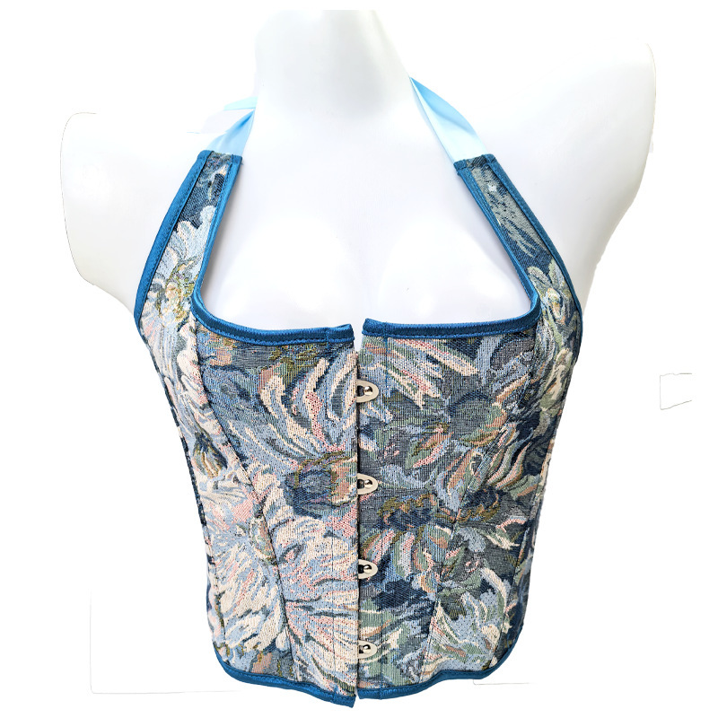 Cross-Border Popular Palace Shapewear, Body Shaping, Tummy Control, Slim Waist, Sexy Silks and Satins Steel Buckle Shaping Fishbone Bra