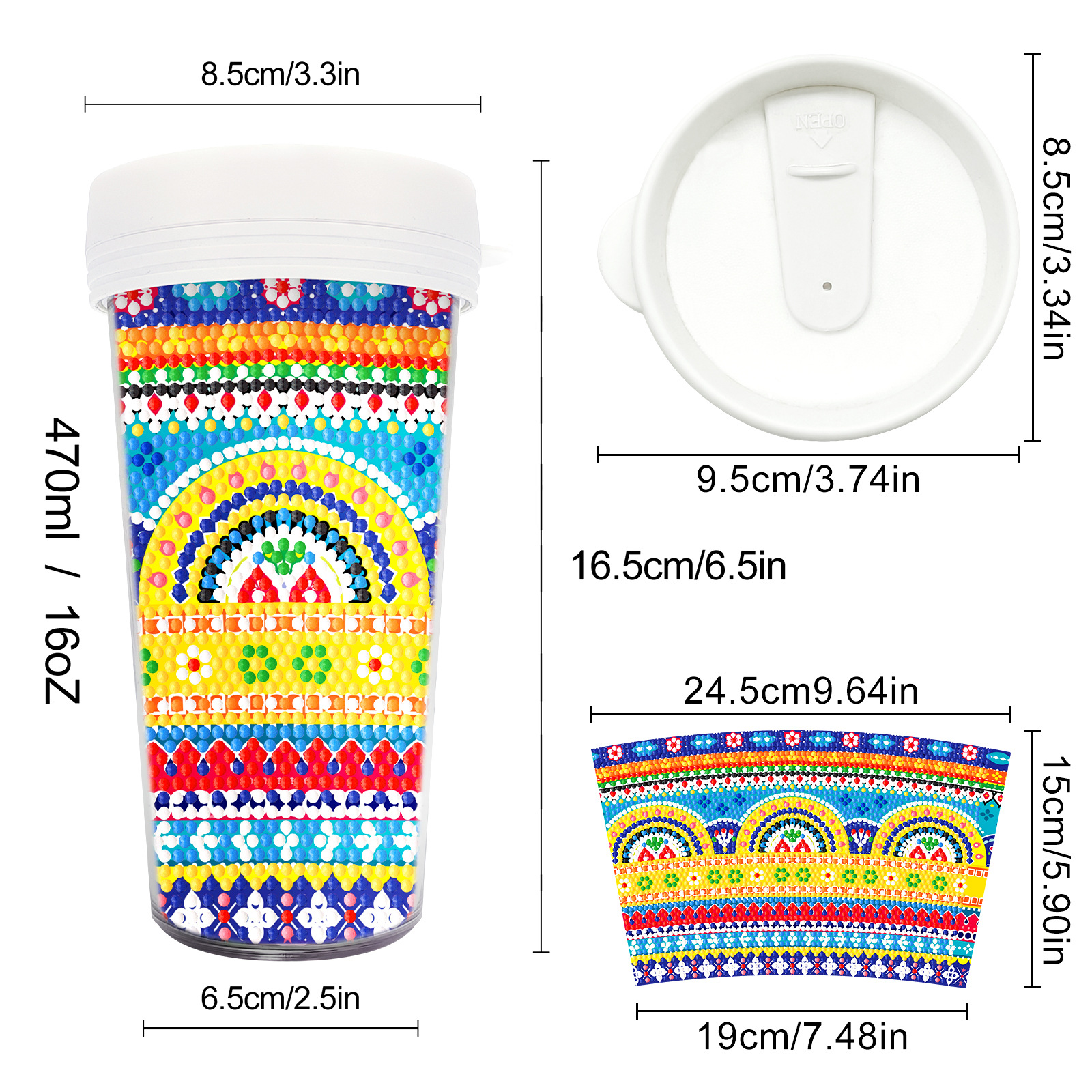 Picture of Diamond Painting Peripherals, New and Unique Cups, Cross-Border Supply, Diamond Stickers, Embroidery, DIY Handmade Full Diamond Creative Decorative Paintings Wholesale