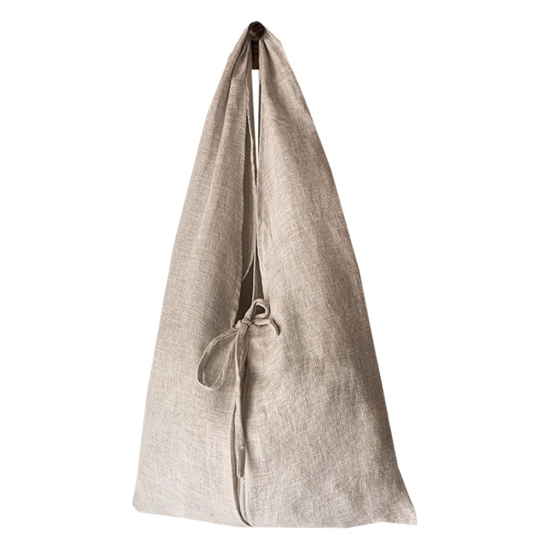 Linen Bag Niche Design Shoulder Bag Chinese Linen Coarse Blended Handbag Artistic Shopping Storage Bag