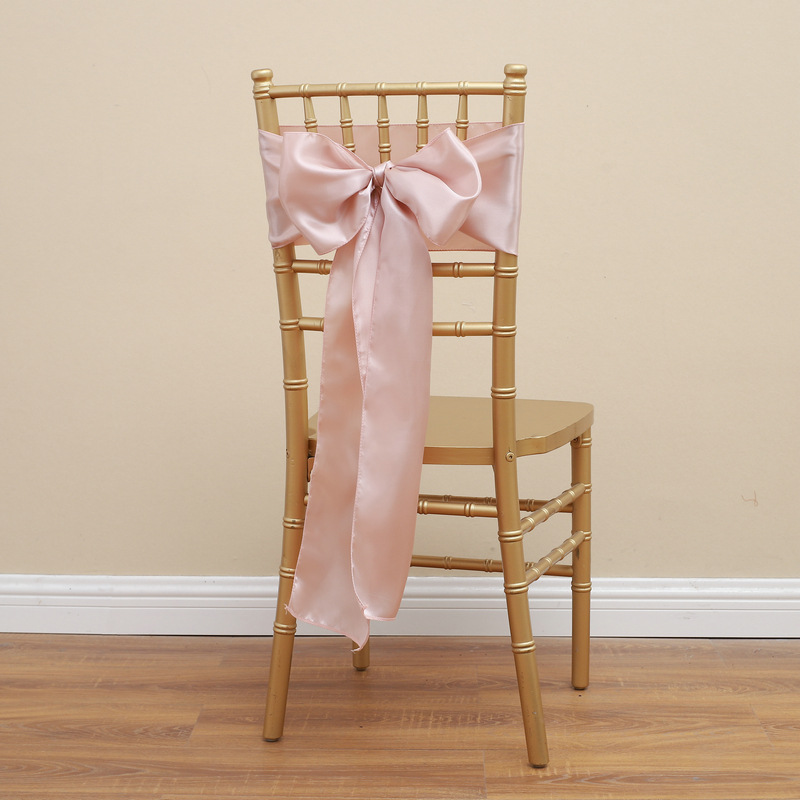 Picture of Chair Cover Bow Tie Hotel Wedding High-end Light Luxury Red Chair Back Flower Decoration Satin Diding Ribbon