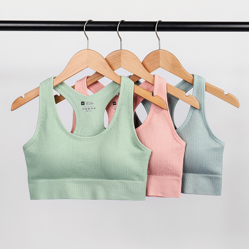 Yoga Sports Bra Fitness Bra Bar Vertical Stripesd Push-Up Beautiful Back U-Neck Versatile Running Sports Vest for Women