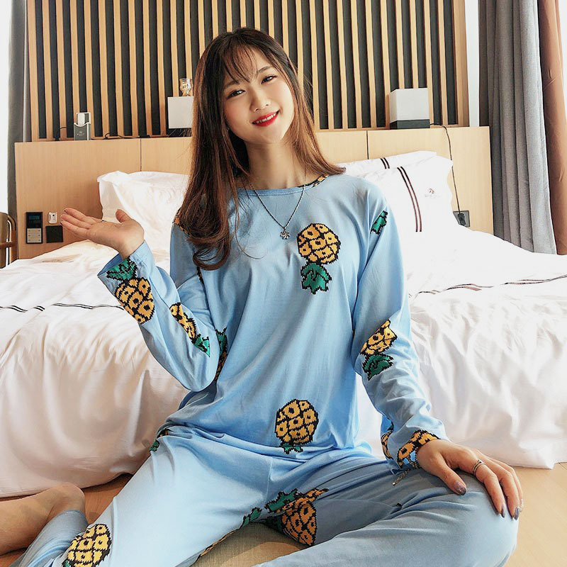 Picture of Factory Clearance Welfare Spring and Autumn Pajamas Women's Casual Comfortable Lady Style Long Sleeve Trousers Two-Piece Home Clothes