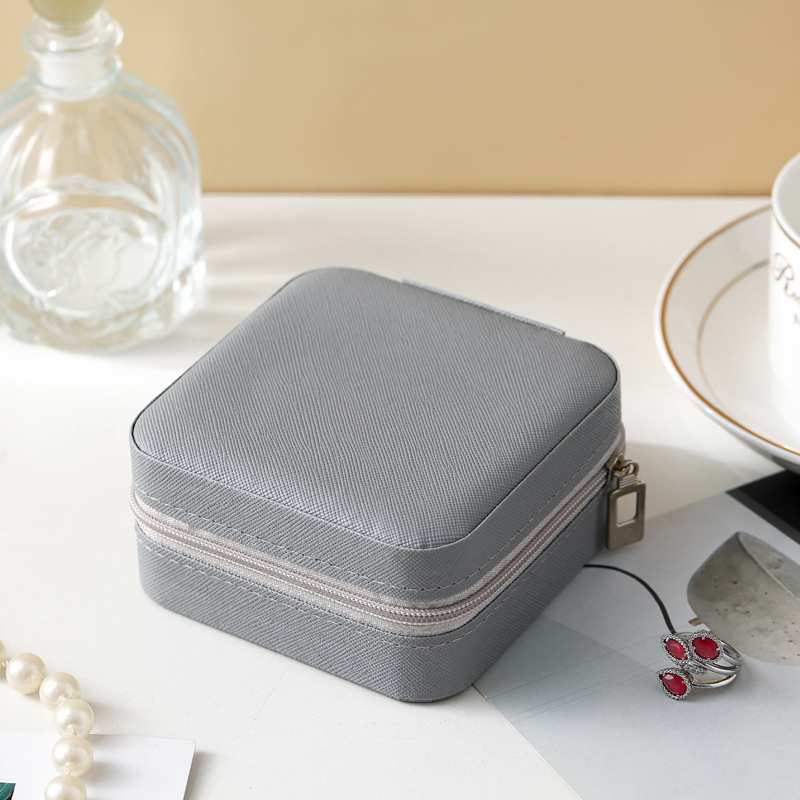 Picture of Leather Small Size Jewelry Storage Box Travel Portable Gift Box with Lock Jewelry Box High-End Jewelry Box