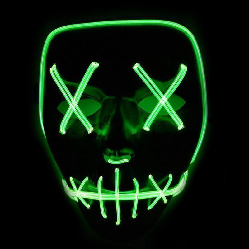 Picture of Spot Amazon Halloween Two-Color Mask El Cold Light Ktv Dance Party Scary Scary Mask Fluorescent